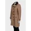 Brown coat with a detachable collar