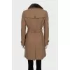 Brown coat with a detachable collar