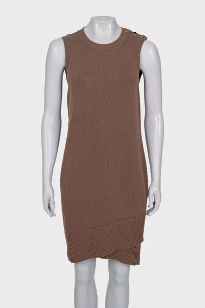 Cashmere dress decorated with buttons