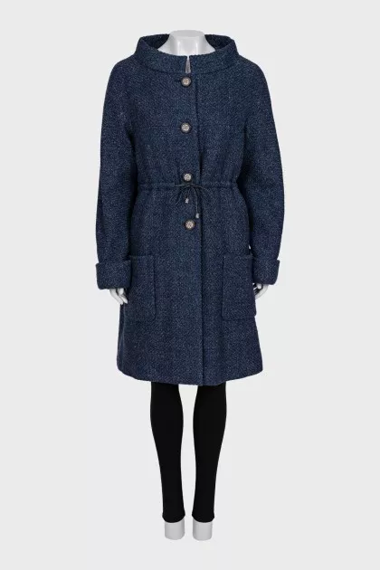 Blue coat with patch pockets