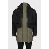 Men's long jacket with perforated sleeves