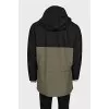 Men's long jacket with perforated sleeves