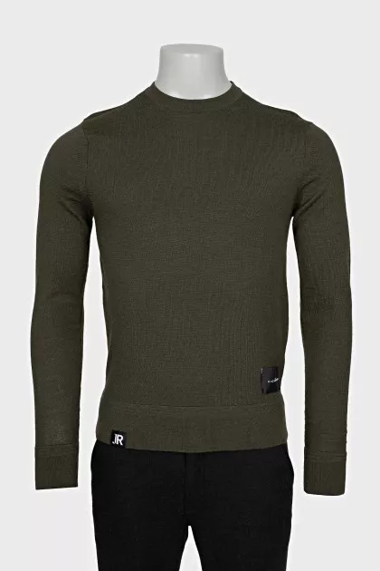 Men's green straight-cut jumper