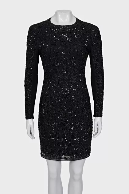 Bodycon dress with sequins and beads