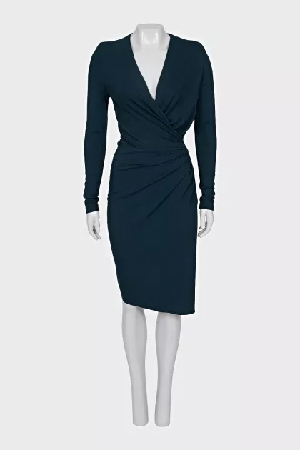 Fitted dress with draped waist
