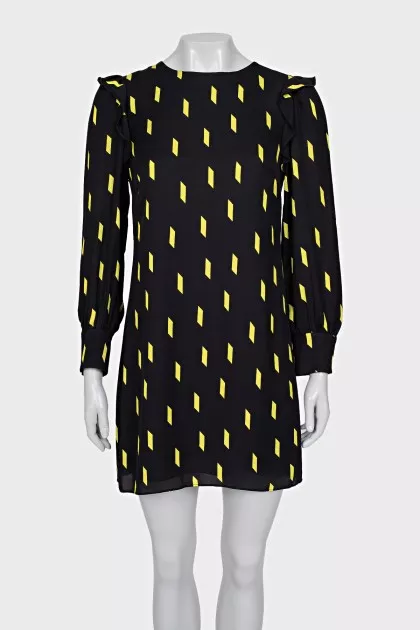 Black dress with geometric print