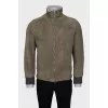 Men's leather jacket with zipper
