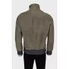 Men's leather jacket with zipper