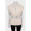 Quilted leather vest without fastening