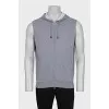 Men's gray hooded vest