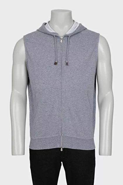 Men's gray hooded vest