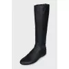 Leather boots with a back closure