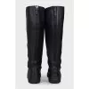 Leather boots with a back closure