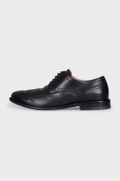 Men's black leather brogues