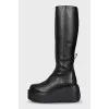 Leather platform boots