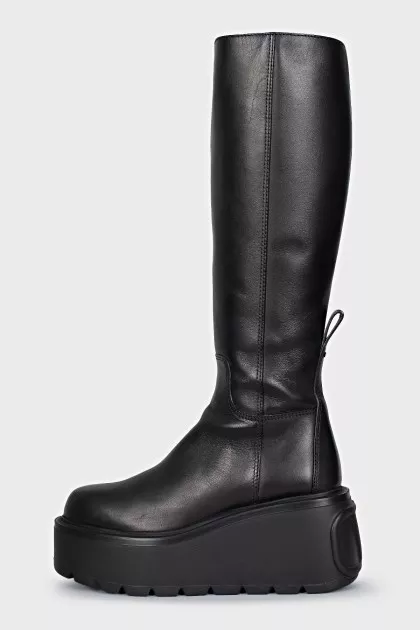 Leather platform boots