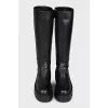 Leather platform boots