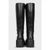 Leather platform boots
