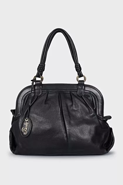 Leather bag with signature clochette