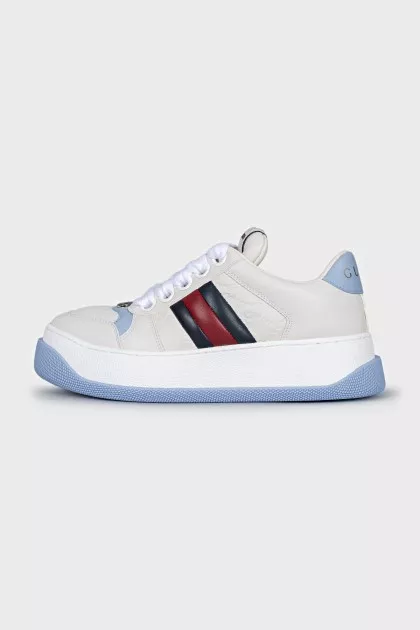 Chunky white leather sneakers