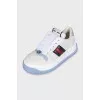 Chunky white leather sneakers