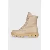 Leather boots with laces