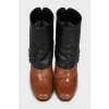 Leather ankle boots with a back strap