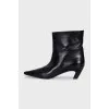 Leather ankle boots with a beveled heel