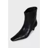 Leather ankle boots with a beveled heel