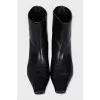 Leather ankle boots with a beveled heel