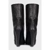 Textured leather wedge ankle boots