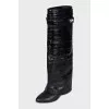 Wide wedge boots
