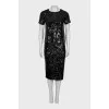 Black sequin suit with tag