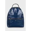 Leather backpack with embossing