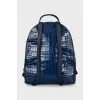 Leather backpack with embossing