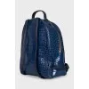Leather backpack with embossing