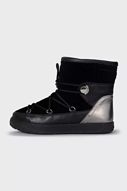 Leather and velvet boots