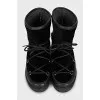 Leather and velvet boots