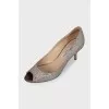 Silver open-toe shoes