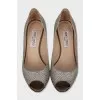 Silver open-toe shoes
