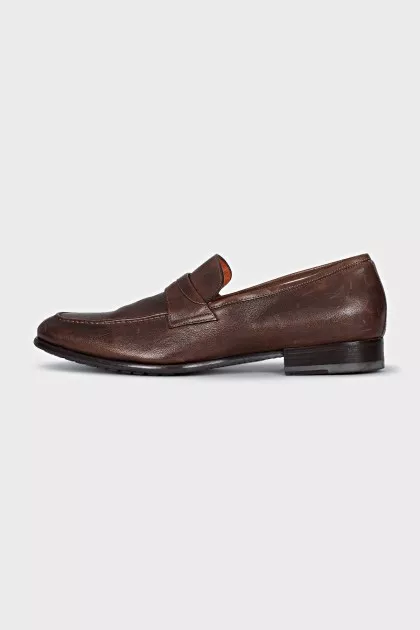 Men's brown leather loafers
