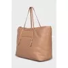 Leather tote with gold logo