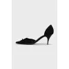 Black suede shoes with beads