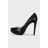 Black leather shoes