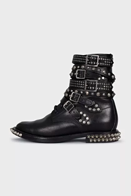 Black boots with metallic decor