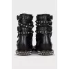 Black boots with metallic decor