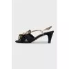 Leather sandals with gold straps