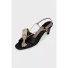 Leather sandals with gold straps