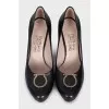 Leather high heels with decoration