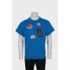 Men's blue t-shirt with patches